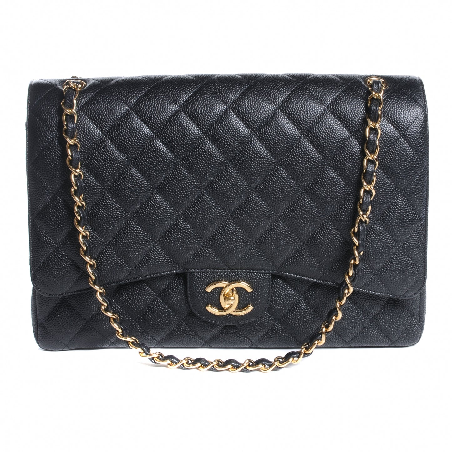 Caviar Quilted Maxi Double Flap Black
