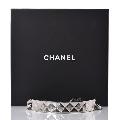 Chanel Metal Logo Choker Necklace Silver 4 of 4