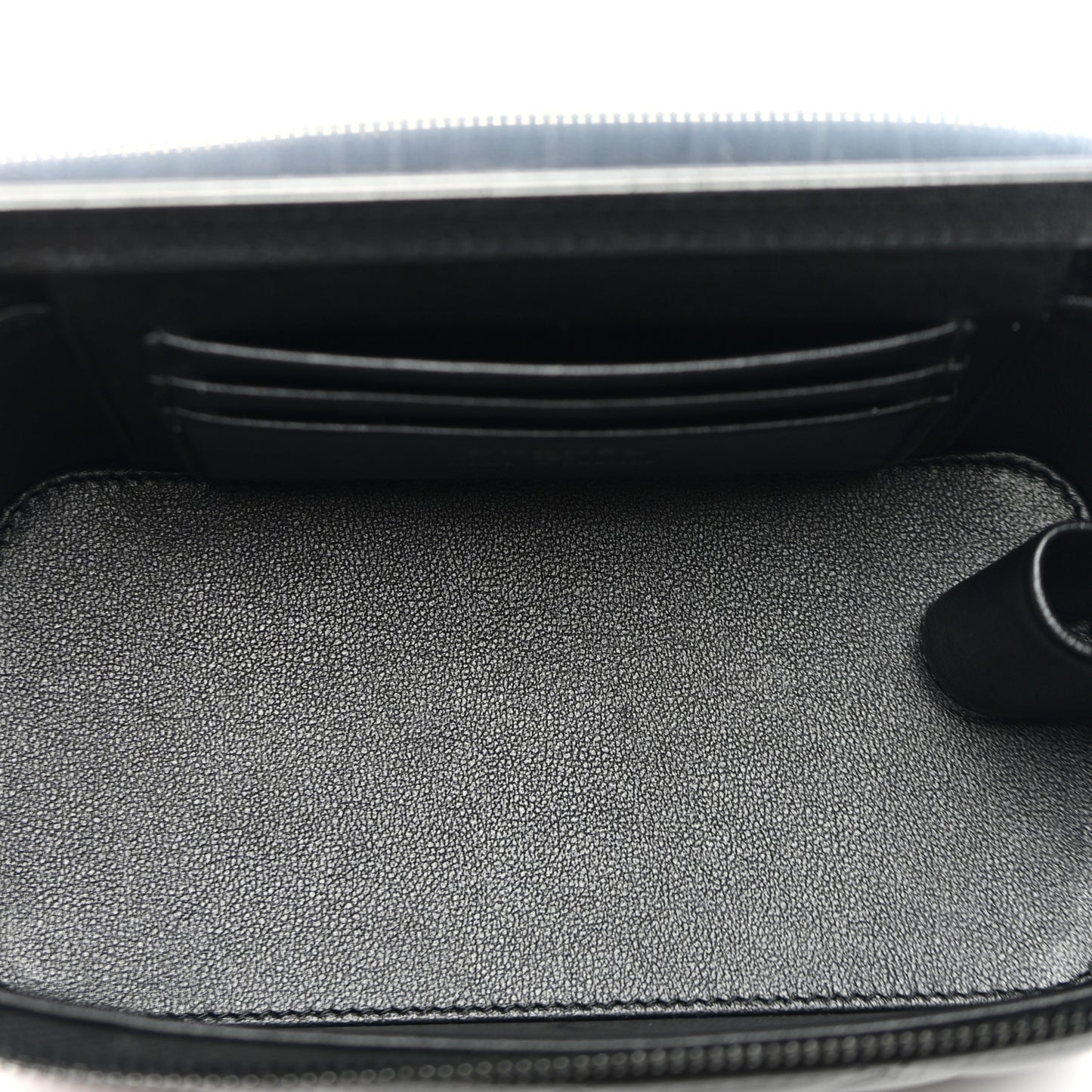 Lambskin Quilted Small Top Handle Vanity Case With Chain So Black