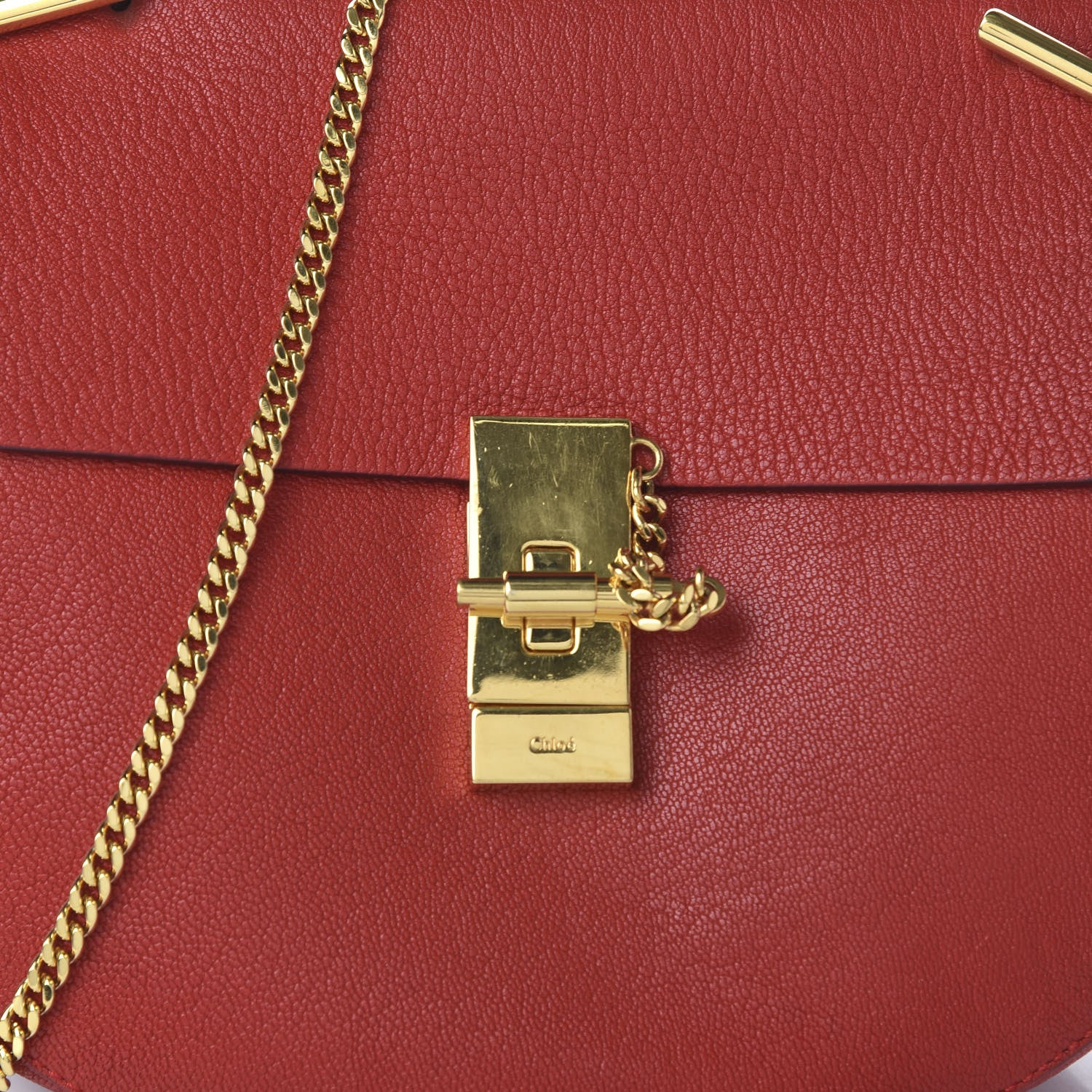 Chloe Grained Lambskin Drew Shoulder Bag Plaid Red 10 of 10