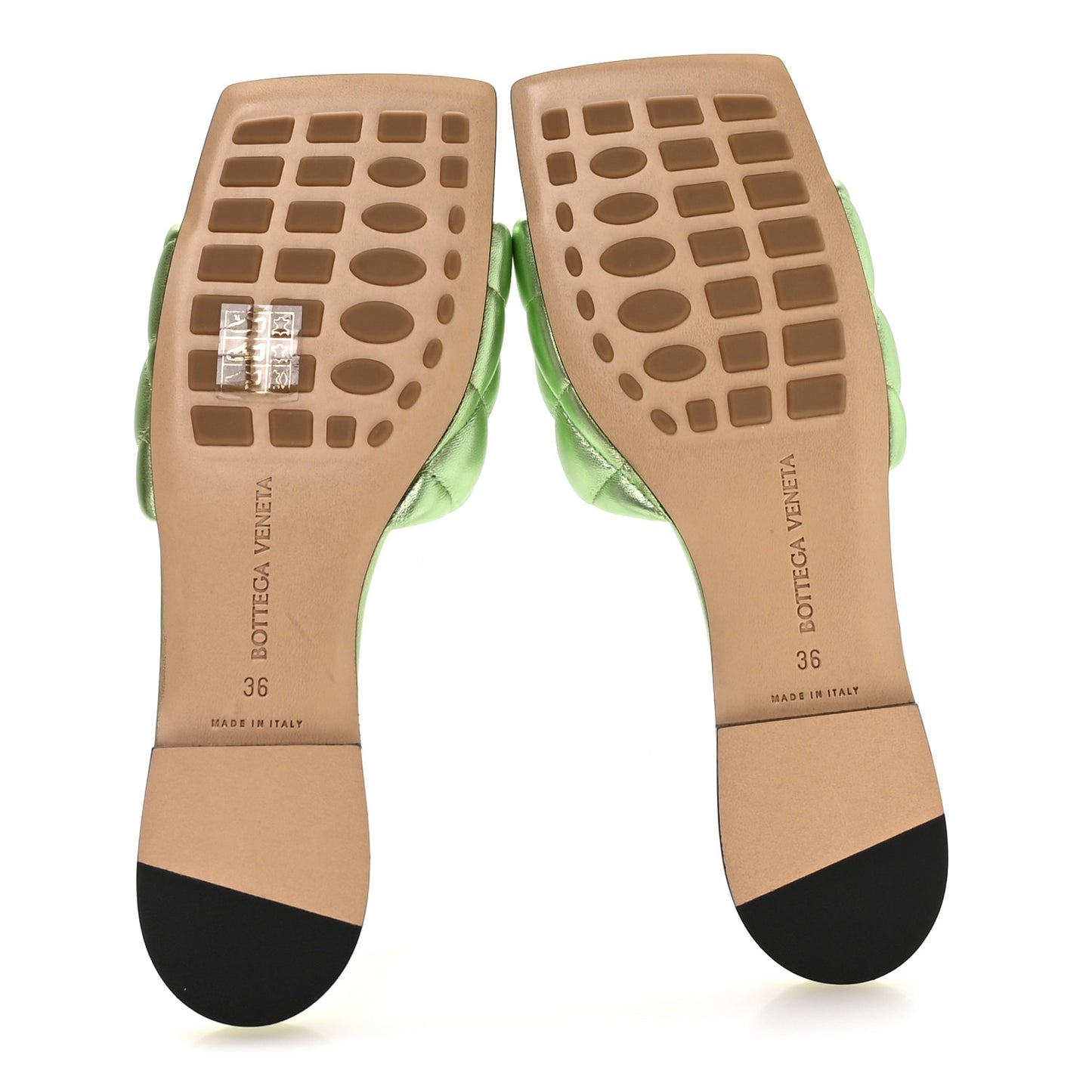Metallic Nappa Reflection Matelasse Padded Flat Sandals 36 Pistachio