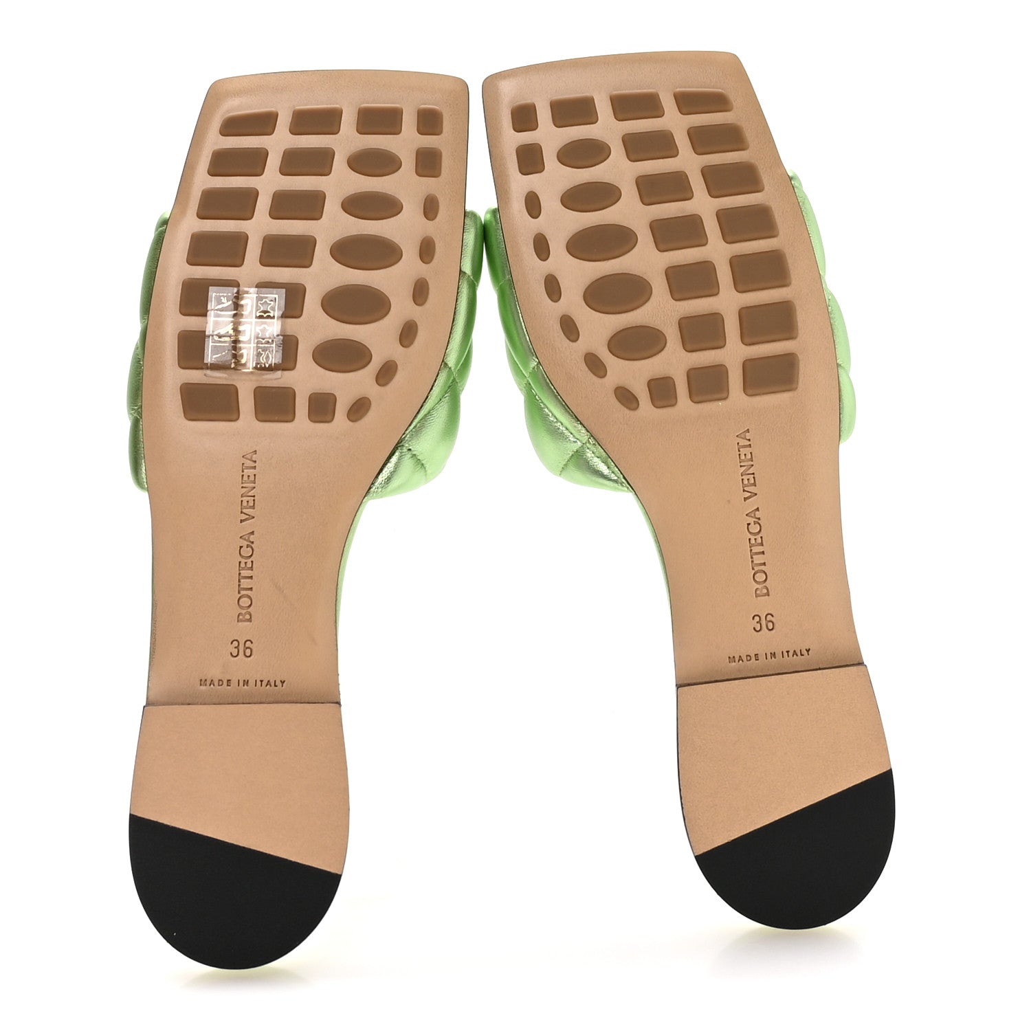 Bottega Veneta Metallic Nappa Reflection Matelasse Padded Flat Sandals 36 Pistachio 6 of 7