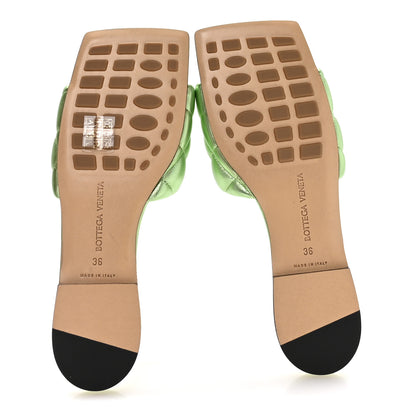 Bottega Veneta Metallic Nappa Reflection Matelasse Padded Flat Sandals 36 Pistachio 6 of 7