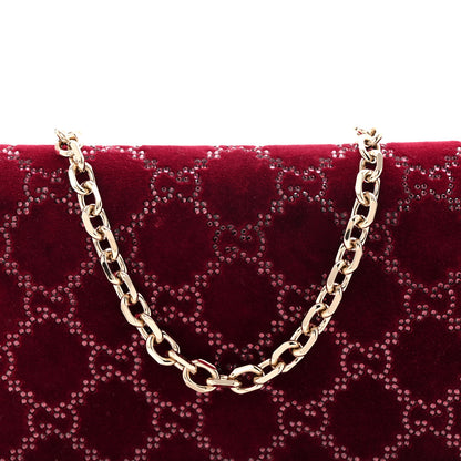 Gucci Velvet Crystal GG Monogram Wallet On Chain Rosso Ancora 8 of 10