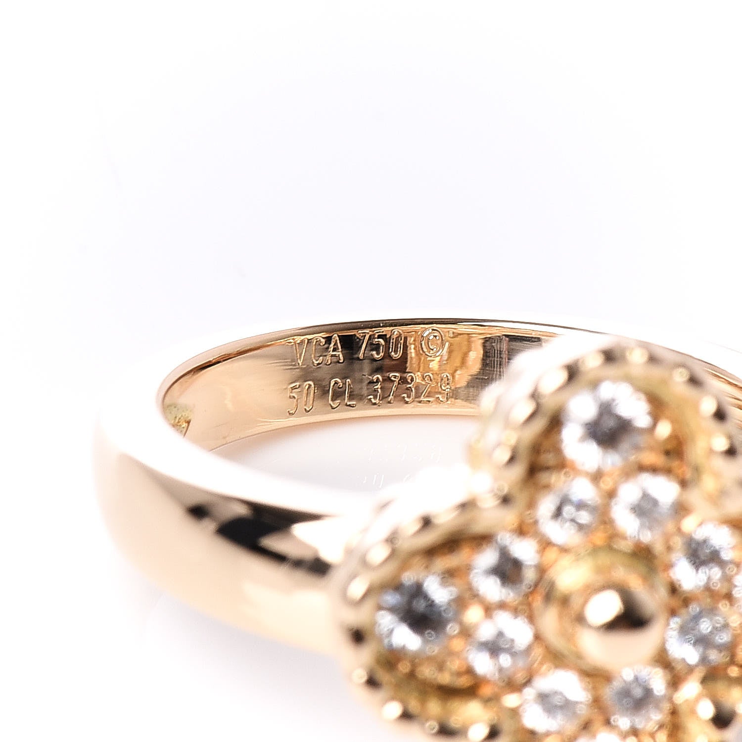 Van Cleef & Arpels 18K Yellow Gold Diamond Vintage Alhambra Ring 50 5.25 5 of 6