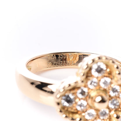 Van Cleef & Arpels 18K Yellow Gold Diamond Vintage Alhambra Ring 50 5.25 5 of 6