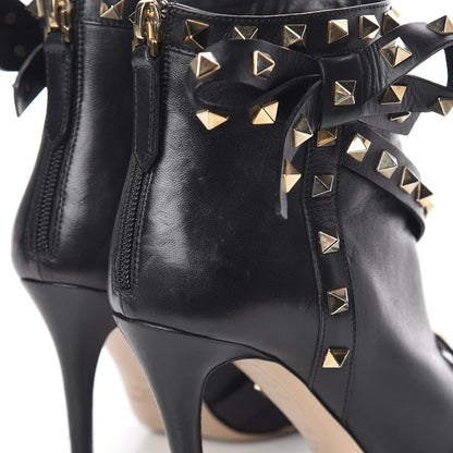Valentino Garavani Calfskin Rockstud Bow Ankle Booties 36.5 Black 13 of 15