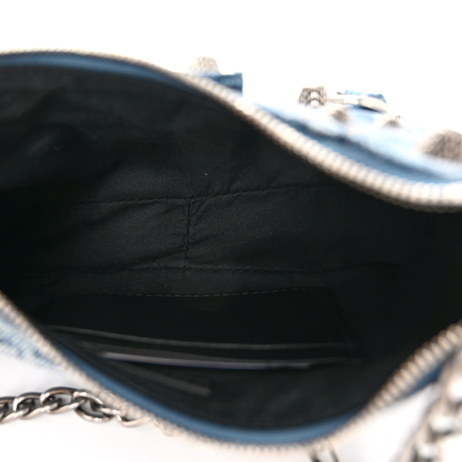 Balenciaga Bleached Denim BB Monogram Le Cagole Mini Purse With Chain Blue 5 of 11