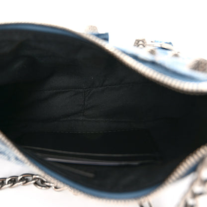 Balenciaga Bleached Denim BB Monogram Le Cagole Mini Purse With Chain Blue 5 of 11