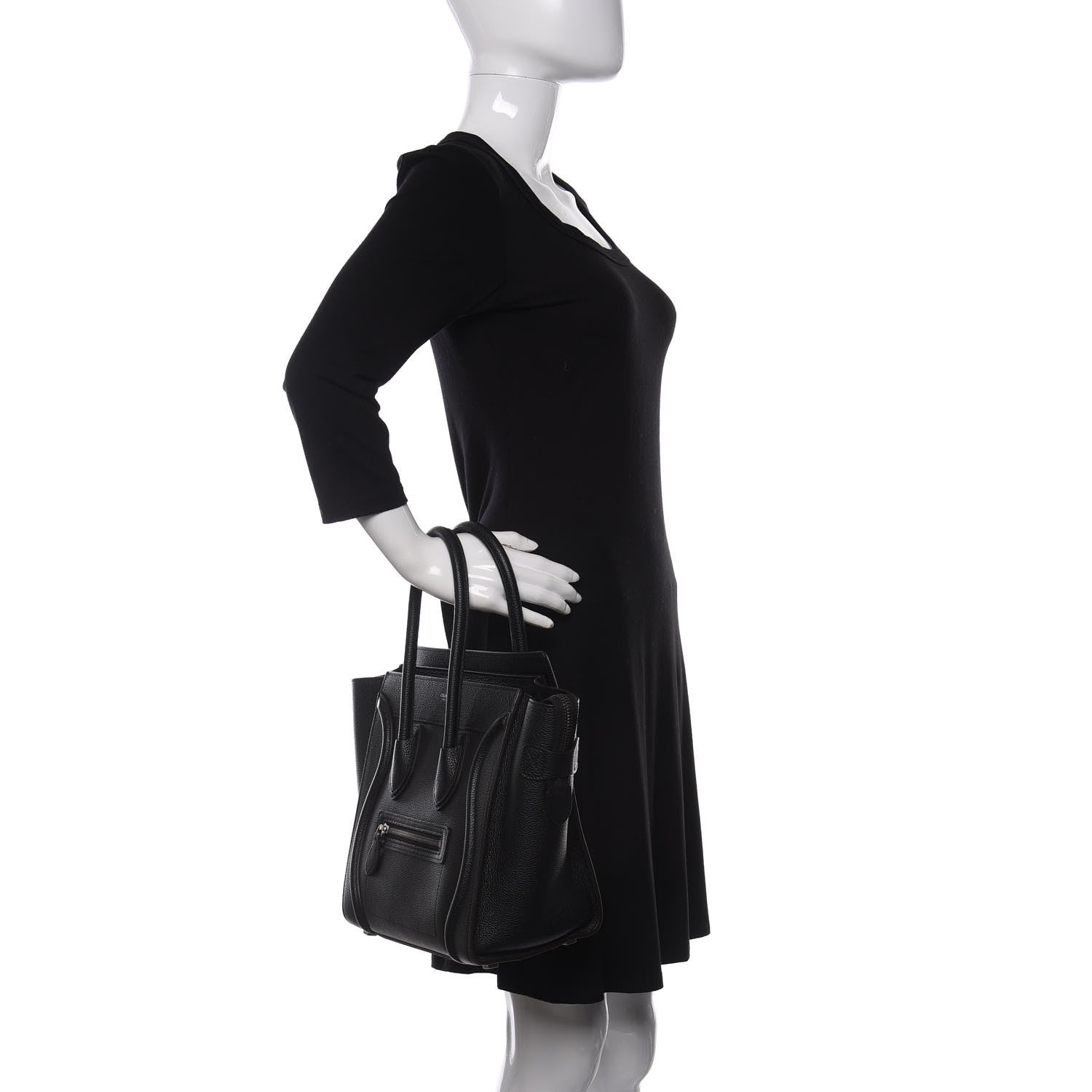 Celine Drummed Calfskin Micro Luggage Black 2 of 15