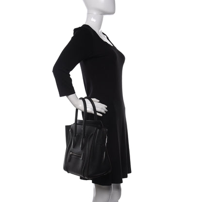 Celine Drummed Calfskin Micro Luggage Black 2 of 15