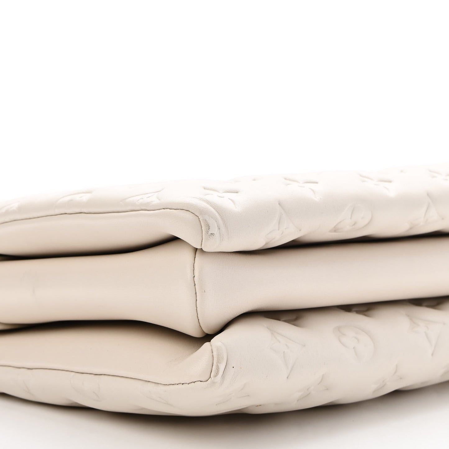 Lambskin Embossed Monogram Coussin PM Cream