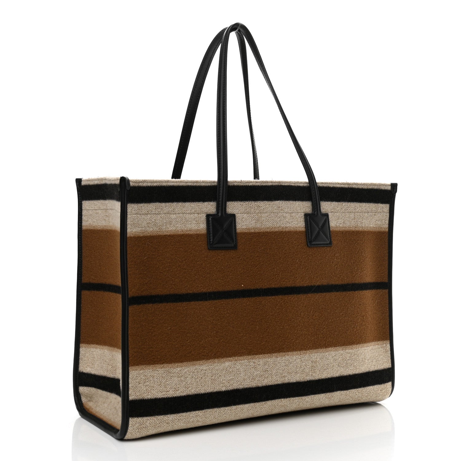 Burberry Wool Felt Striped Medium Freya Tote Warm Walnut 3 of 10