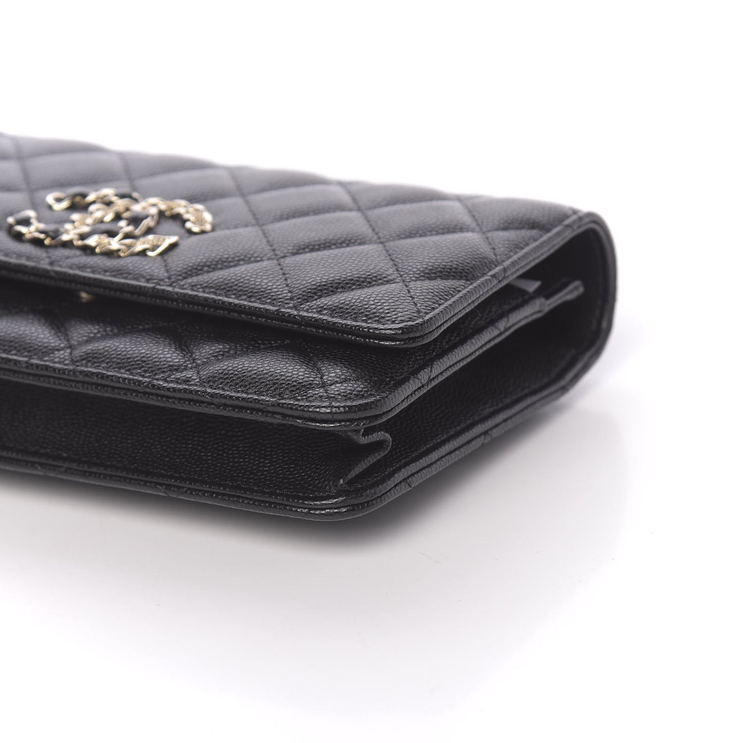 Caviar Quilted French New Wave Chain CC Wallet On Chain WOC Black