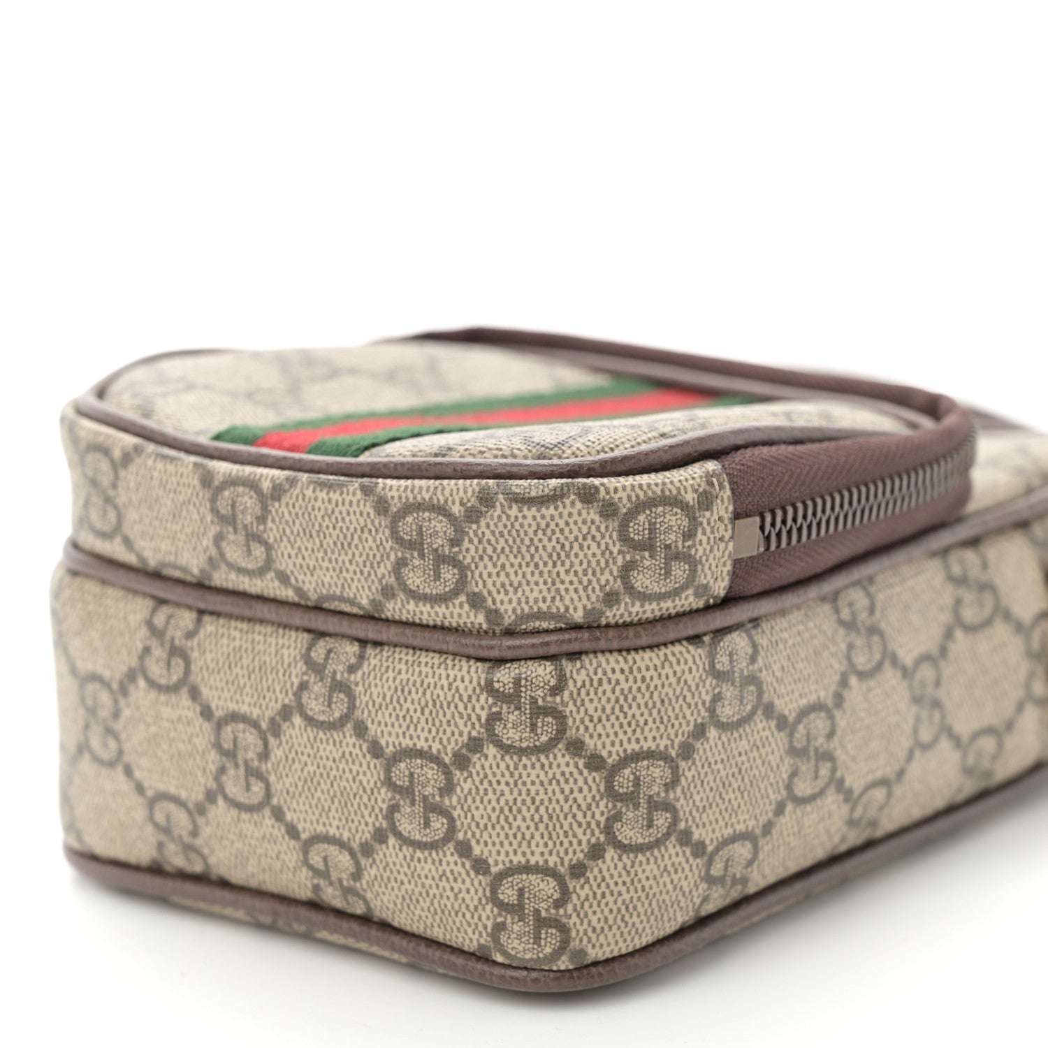 Gucci GG Supreme Monogram Web Mini Ophidia Double Zip Messenger Bag Beige New Acero 10 of 11