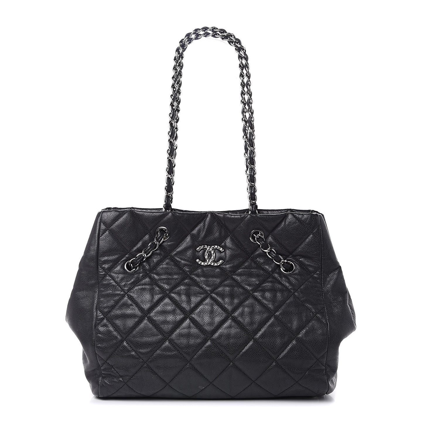 Soft Caviar Quilted Large Cells Tote Black