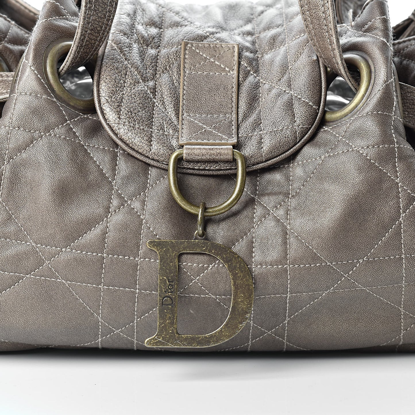 Lambskin Cannage Drawstring Bag Bronze