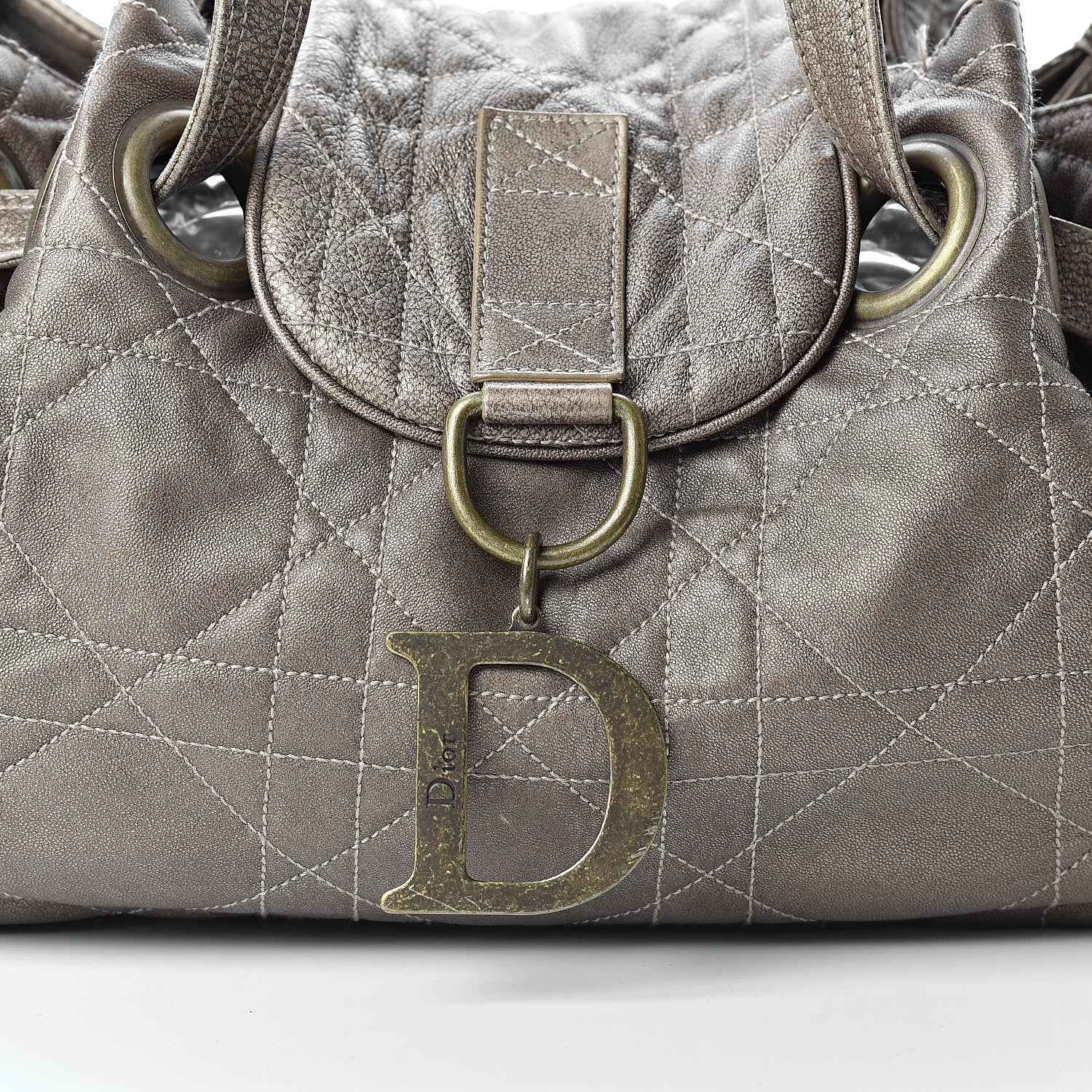Christian Dior Lambskin Cannage Drawstring Bag Bronze 8 of 22