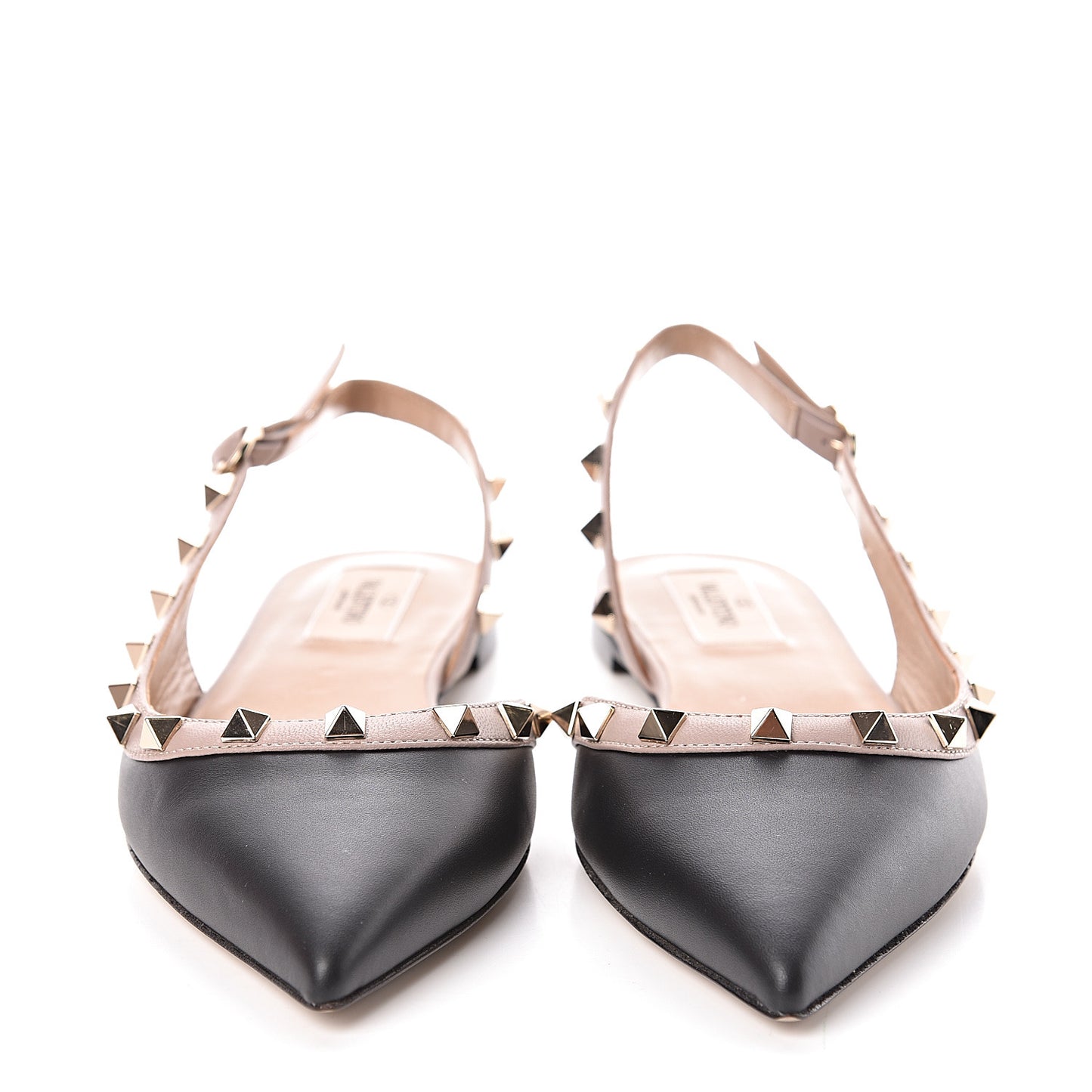 Nappa Rockstud Slingback Flats 37 Black Poudre