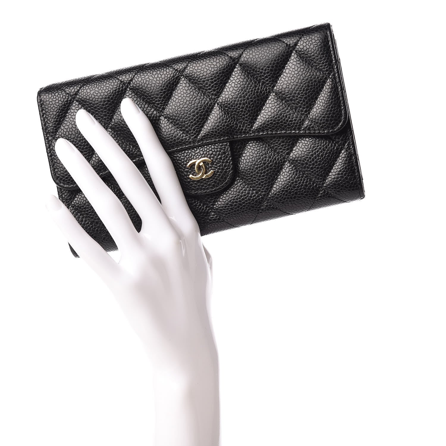 Chanel Caviar Quilted Long Flap Wallet Black 2 of 10
