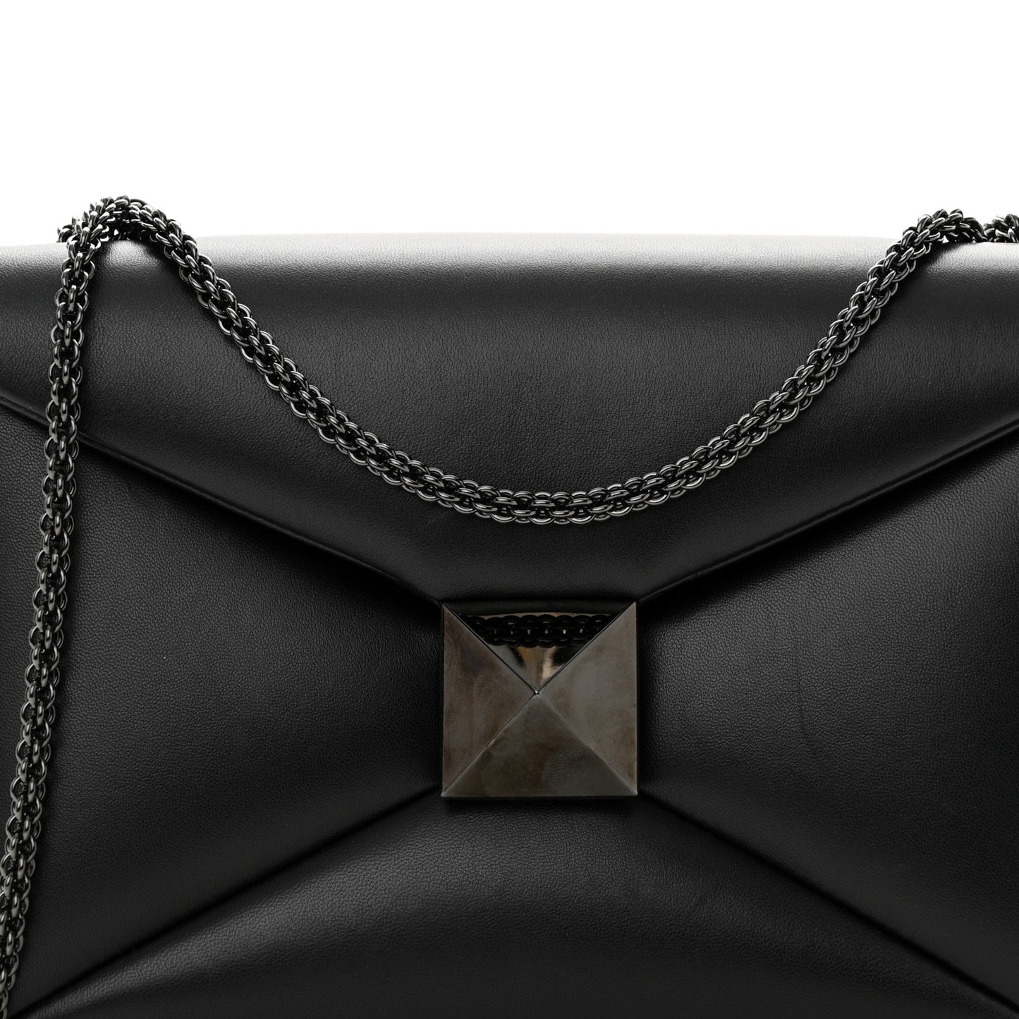 VALENTINO GARAVANI Nappa Tonal One Stud Chain Shoulder Bag Black