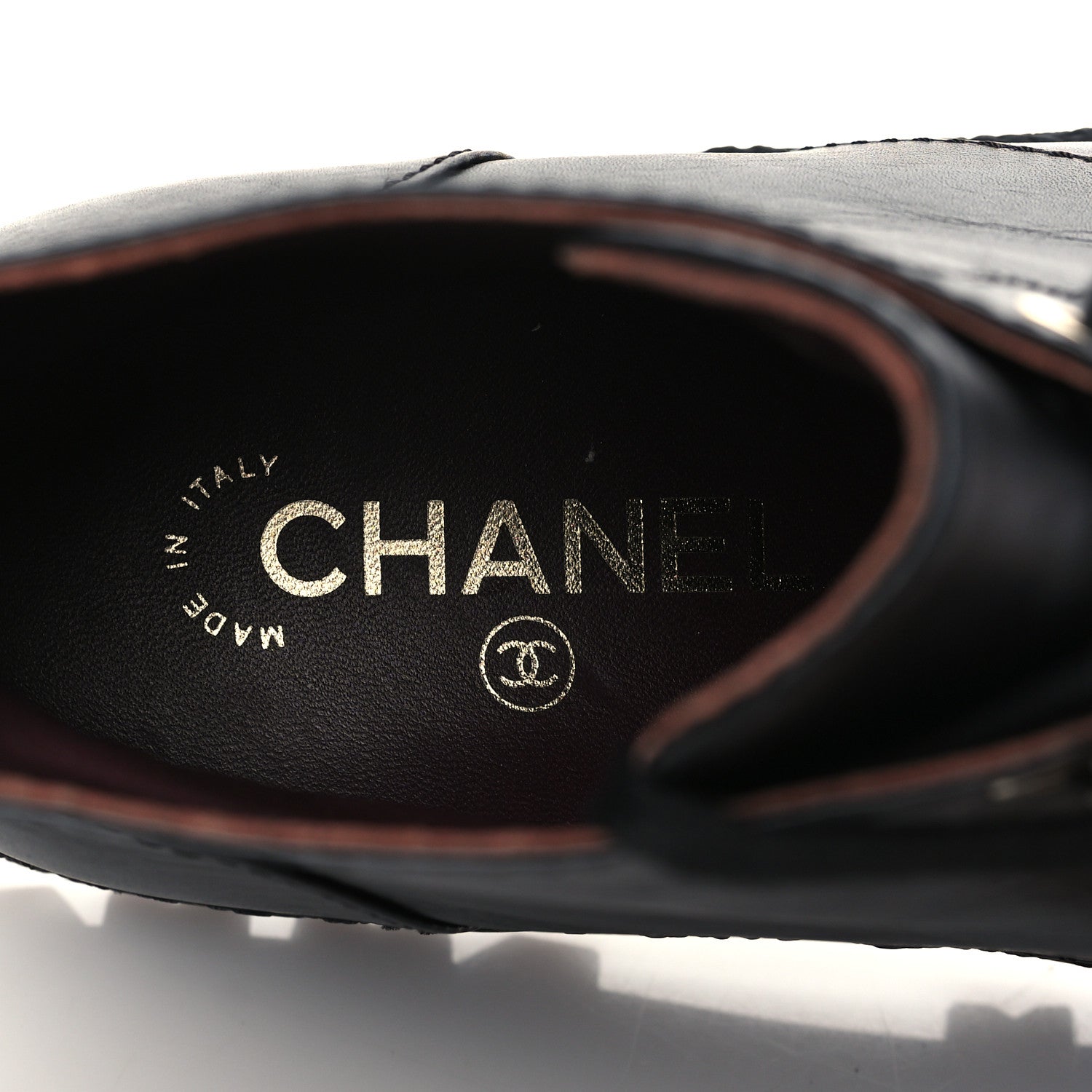 Chanel Calfskin Lace Up Cap Toe CC Boots 39.5 Black 7 of 9