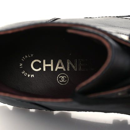 Chanel Calfskin Lace Up Cap Toe CC Boots 39.5 Black 7 of 9