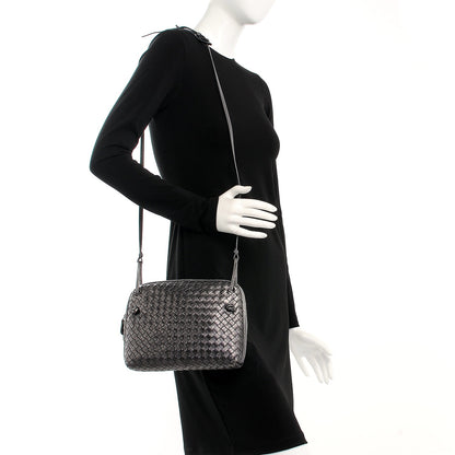 Bottega Veneta Metallic Nappa Intrecciato Pillow Crossbody Messenger Dark Grey 2 of 10