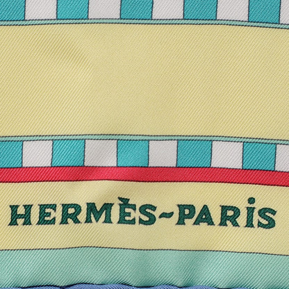 Hermes Silk Sangles En Zigzag Scarf 90 Fuchsia Vert Jaune 5 of 7
