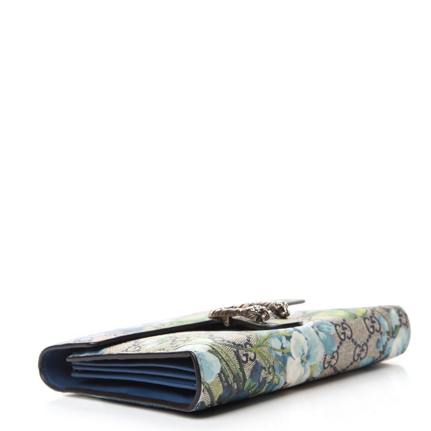 GG Supreme Monogram Blooms Mini Dionysus Chain Wallet Beige Blue Navy Vintage Blue