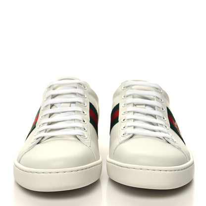 Gucci Calfskin Ayers Bee Embroidered Womens Ace Sneakers 38 White Green 3 of 9