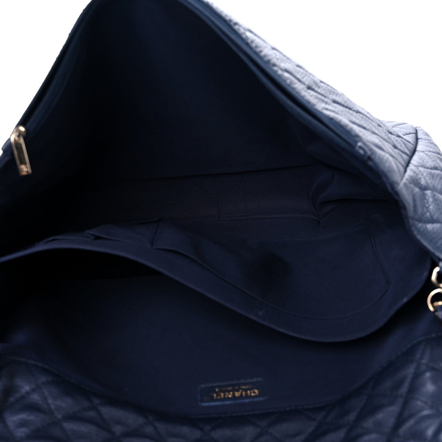 Calfskin Quilted Small XXL Travel Flap Bag Navy