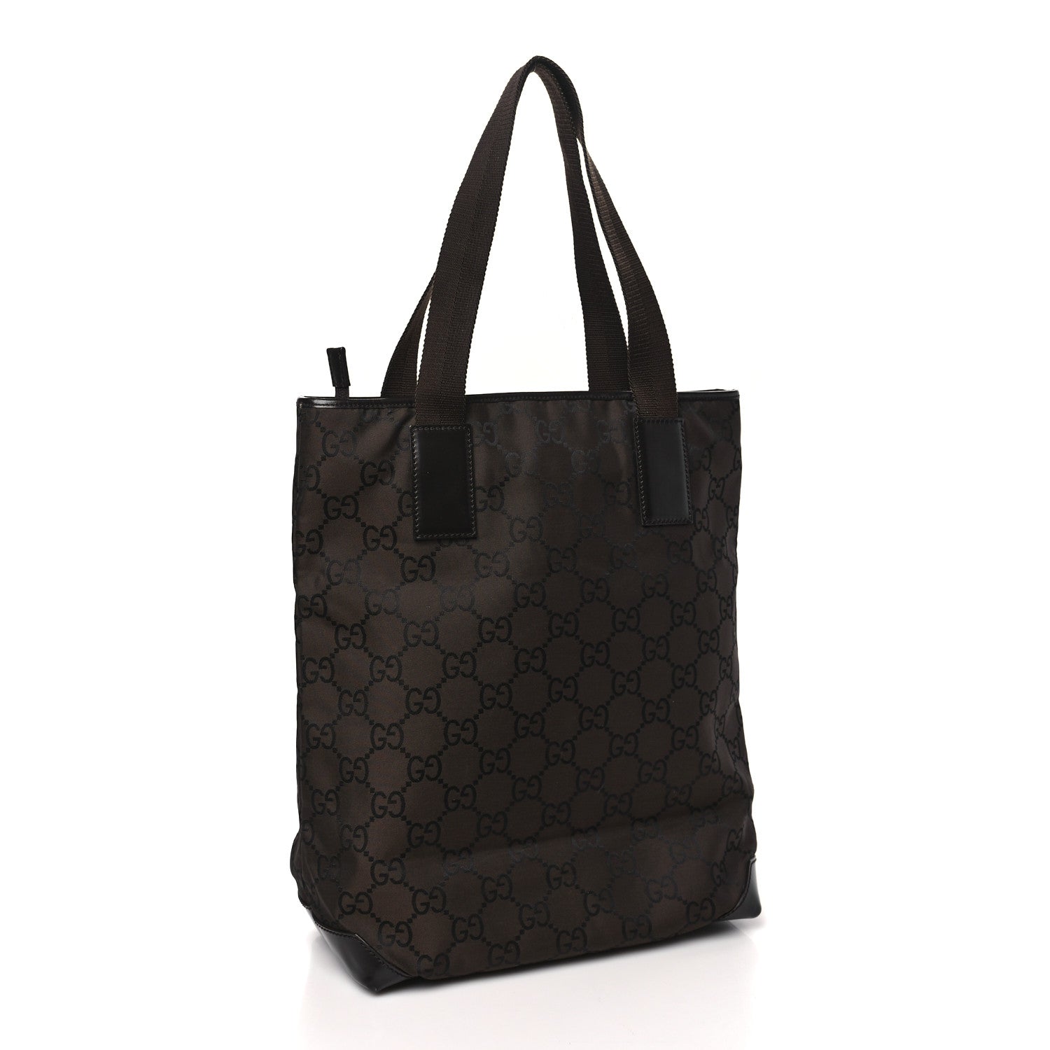 Gucci Nylon Calfskin Monogram Tall Tote Brown 3 of 11