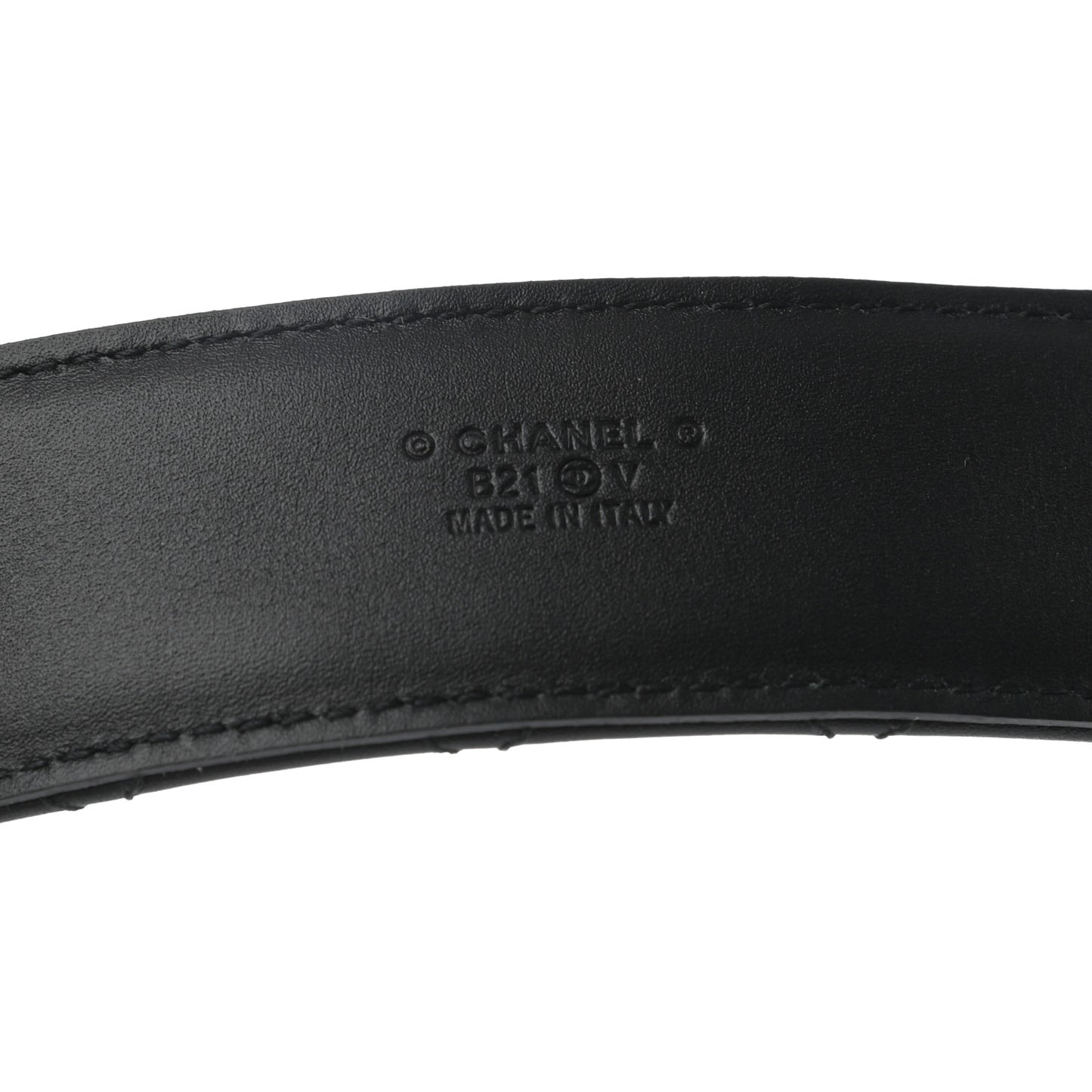 Calfskin Quilted CC Chain Belt 80 Black