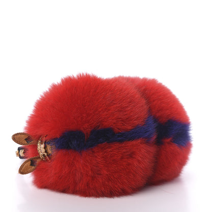 MCM Visetos Rabbit Fur Studded Earmuffs Ruby Red 4 of 5