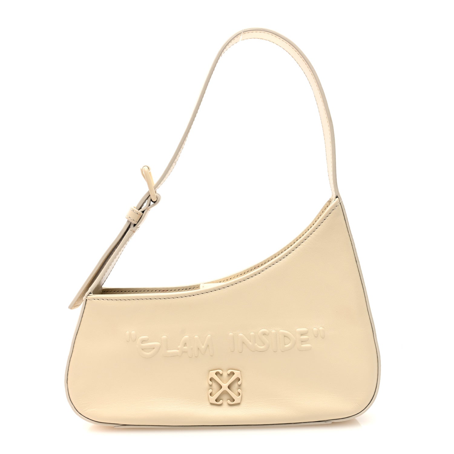 Off-White Calfskin 3D Glam Inside Jitney Shoulder Bag Beige 1 of 9