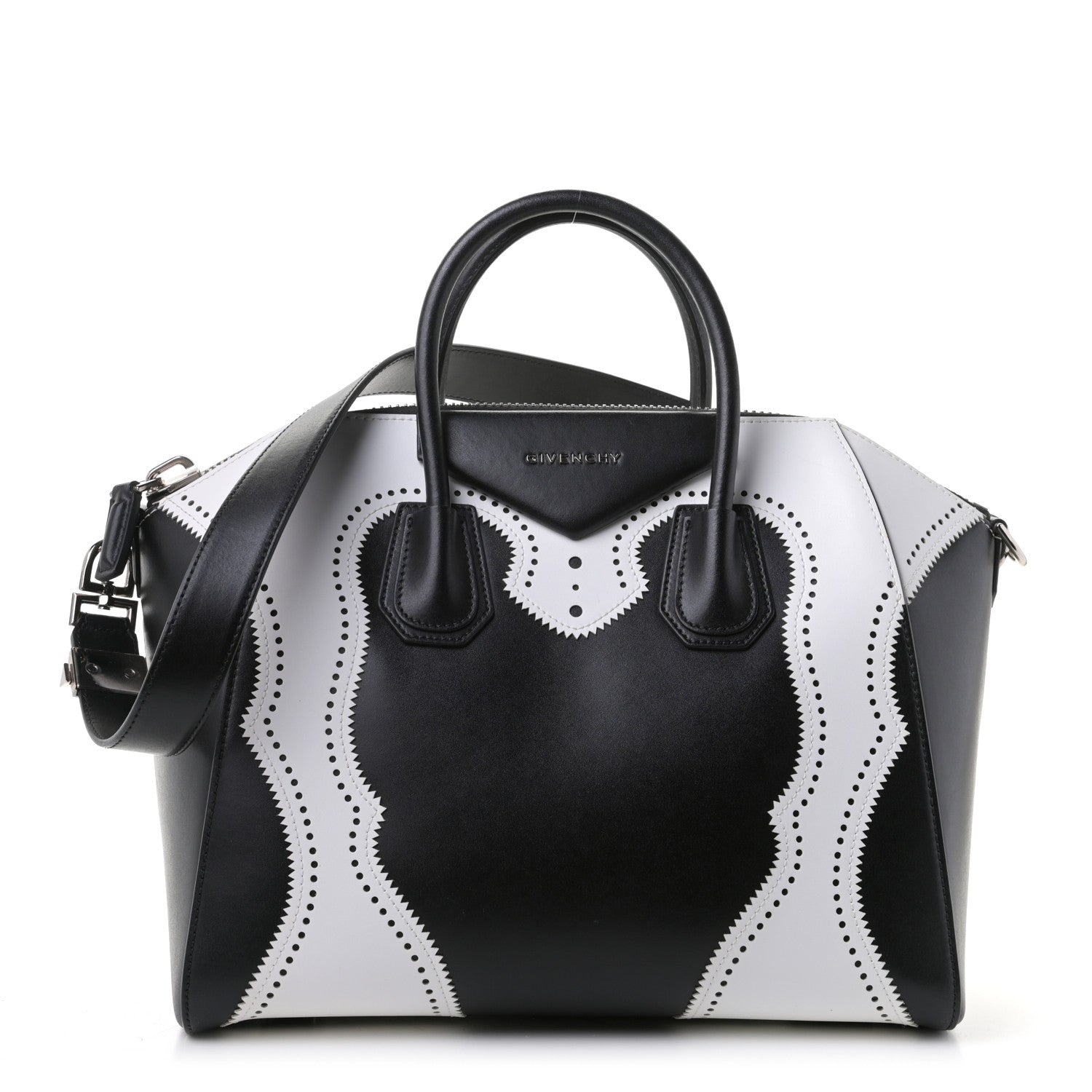 Givenchy Calfskin Brogue Medium Antigona Black White 1 of 13