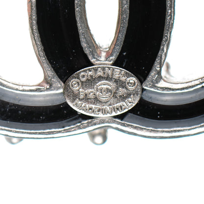 Chanel Enamel CC Earrings Black Silver 4 of 5