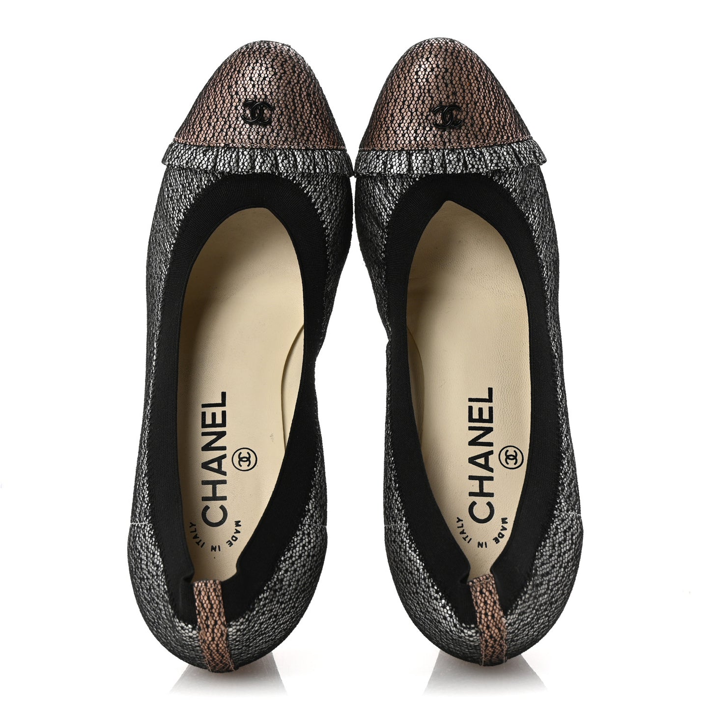 Lace Lambskin CC Elastic Stretch Pumps 39 Black Silver Rose Gold