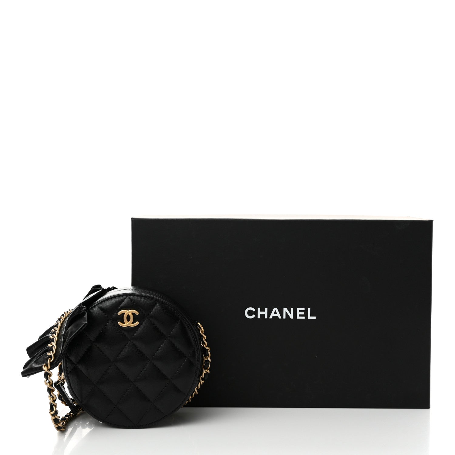 Chanel Lambskin Quilted Romance Round Clutch With Chain Black 11 of 11