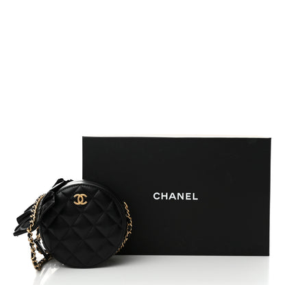 Chanel Lambskin Quilted Romance Round Clutch With Chain Black 11 of 11