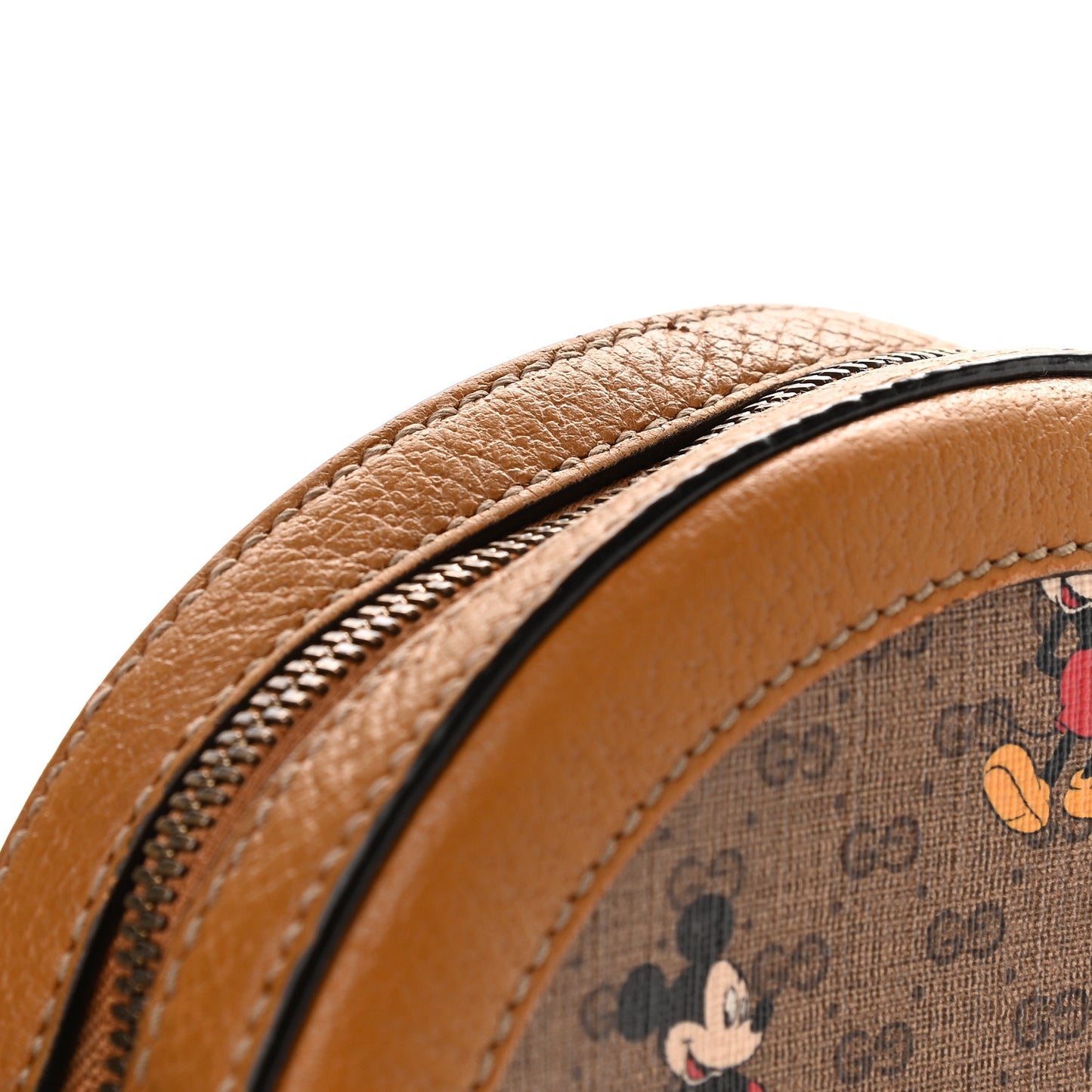 X DISNEY Mini Vintage GG Supreme Monogram Mickey Mouse Round Shoulder Bag Beige Vintage Sun Oil