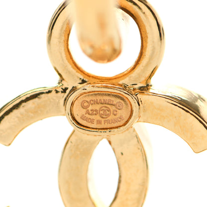 Chanel Metal CC Crystal Seashell Drop Earrings Gold 5 of 5