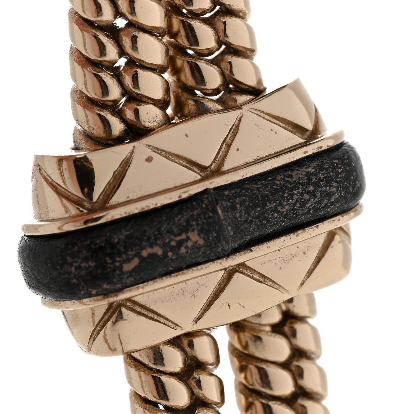 Metal Lambskin CC Turnlock Lariat Necklace Black Gold