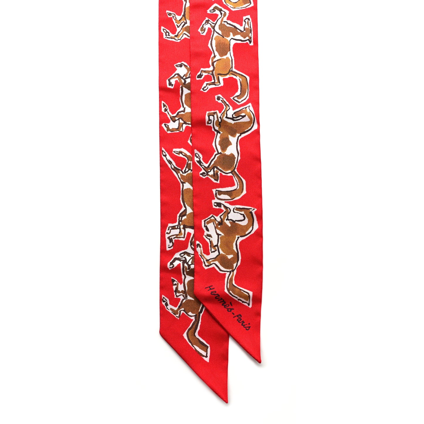 Silk Chevaux En Liberte Twilly Rouge Caramel White