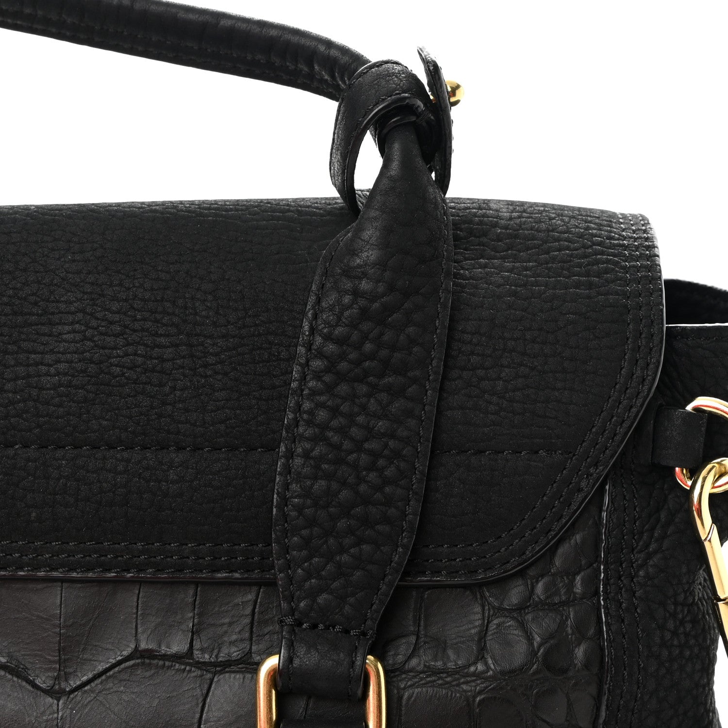 3.1 Phillip Lim Nubuck Crocodile Embossed Medium Pashli Satchel Black 15 of 18