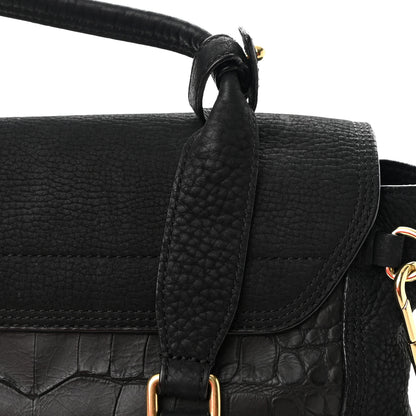 3.1 Phillip Lim Nubuck Crocodile Embossed Medium Pashli Satchel Black 15 of 18