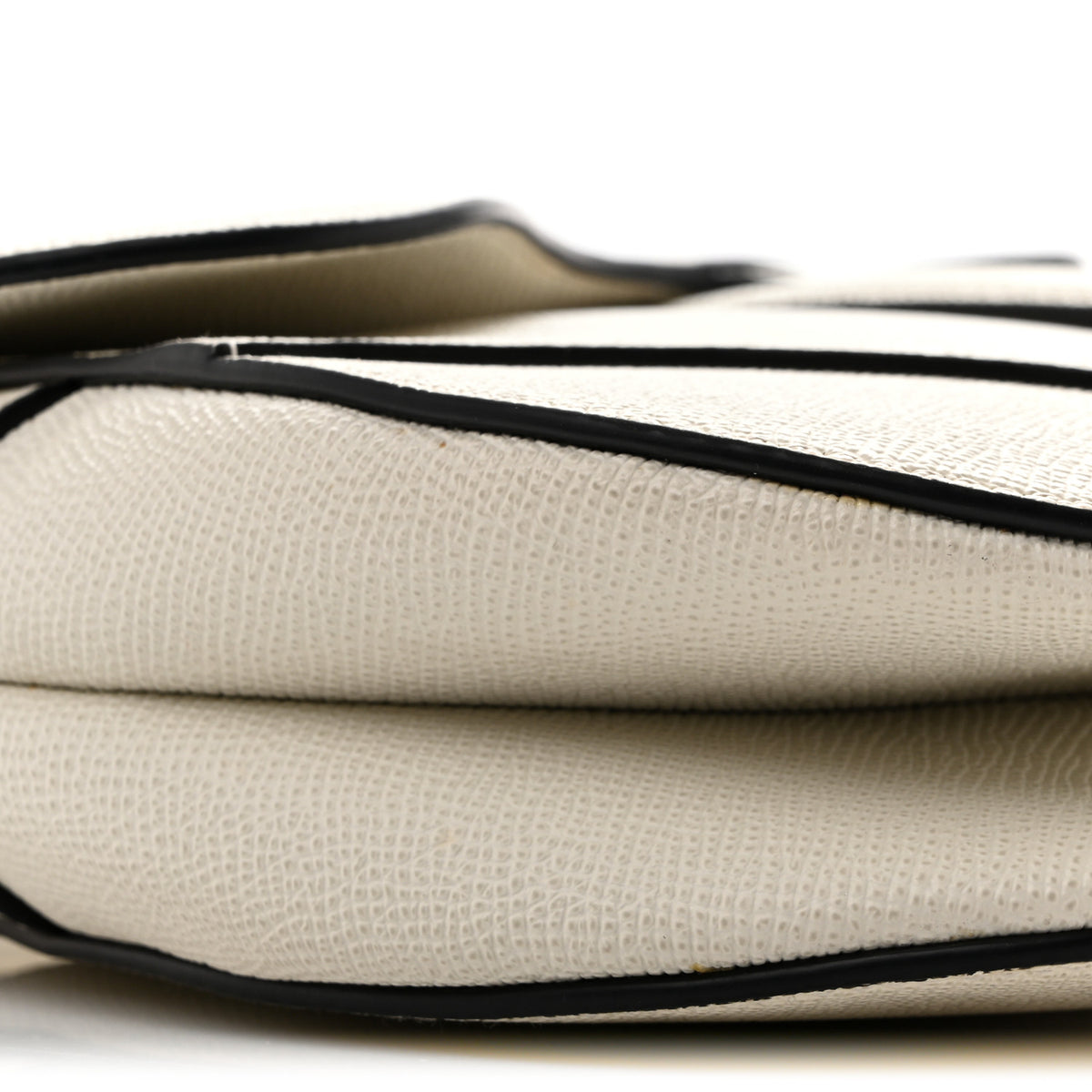 Grained Calfskin Saddle Bag With Strap Latte