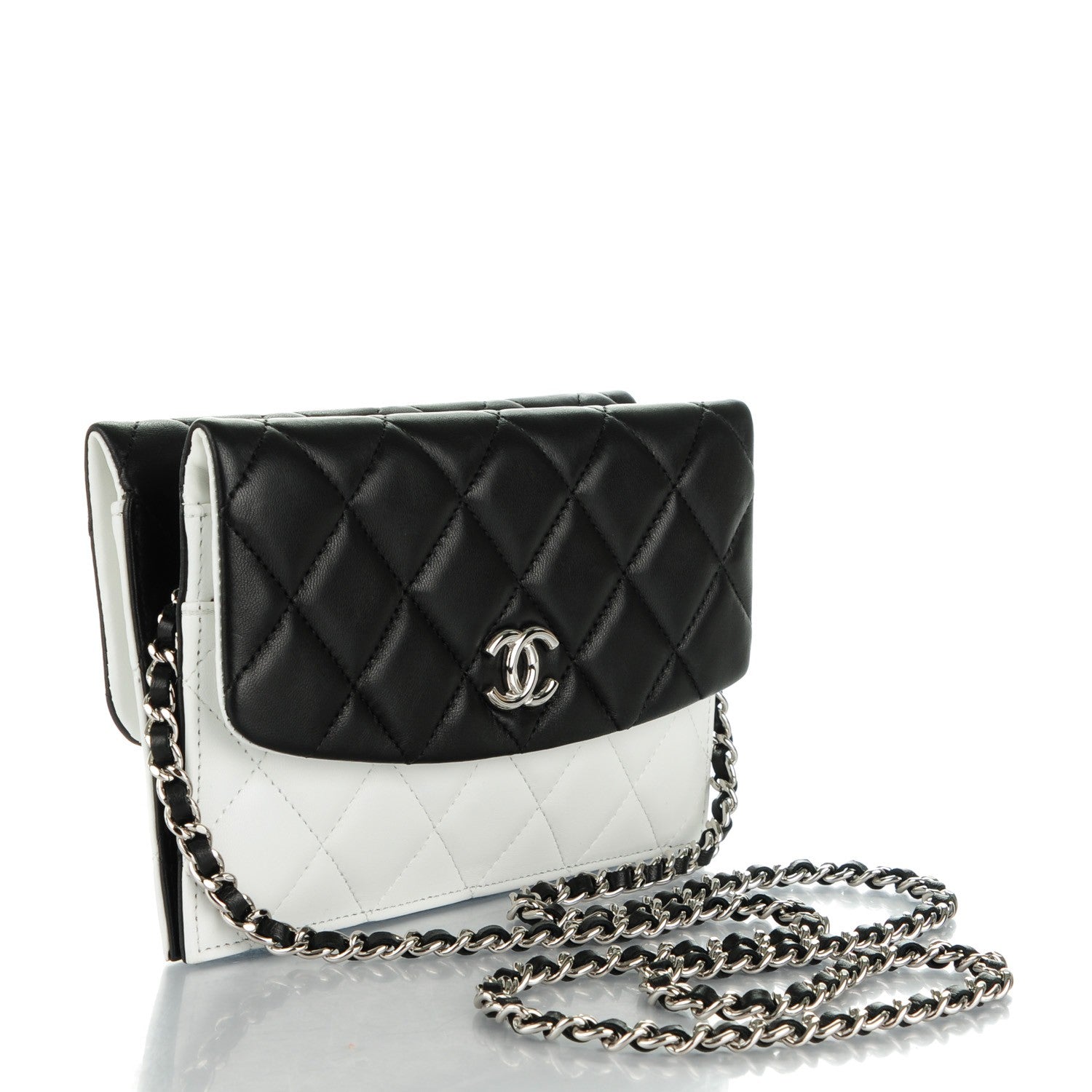 Chanel Lambskin Quilted Double Sided Wallet On Chain WOC White 3 of 9