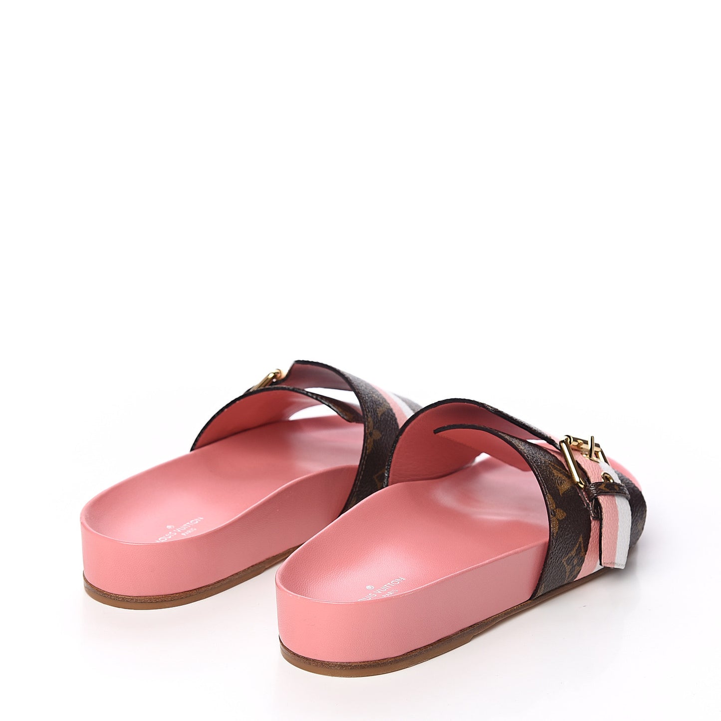 Patent Monogram Bom Dia Flat Mule 38.5 Rose White